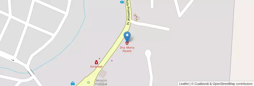 Mapa de ubicacion de Dra. María Peretti en Arjantin, Şili, Chubut, Departamento Cushamen.