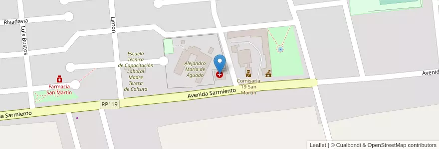 Mapa de ubicacion de Dra. Stella Molina en Arjantin, San Juan, Şili, San Martín.