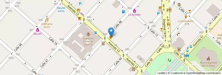 Mapa de ubicacion de Drac Cafe, Casco Urbano en Argentina, Provincia Di Buenos Aires, Partido De La Plata, La Plata.