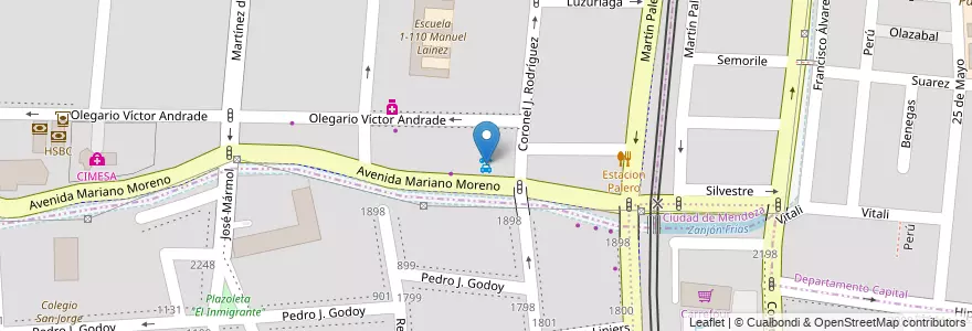 Mapa de ubicacion de Drivers Rent a Car en アルゼンチン, チリ, メンドーサ州, Departamento Capital, Ciudad De Mendoza, Sección 5ª Residencial Sur.