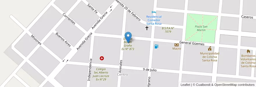 Mapa de ubicacion de Dr.Jose Benito Graña Ex N° 873 en 阿根廷, Salta, Orán, Municipio De Colonia Santa Rosa, Colonia Santa Rosa.