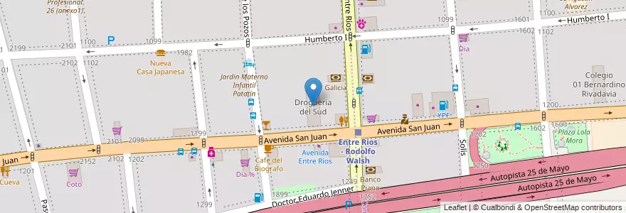 Mapa de ubicacion de Drogueria del Sud, San Cristobal en Arjantin, Ciudad Autónoma De Buenos Aires, Comuna 3, Buenos Aires.