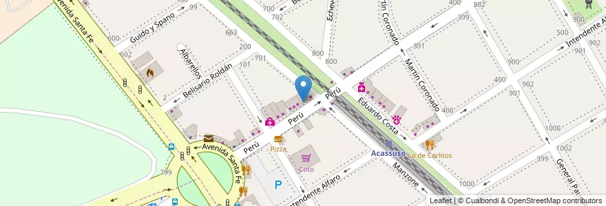 Mapa de ubicacion de Drugstore Acassuso en Arjantin, Buenos Aires, Partido De San Isidro, Acassuso.