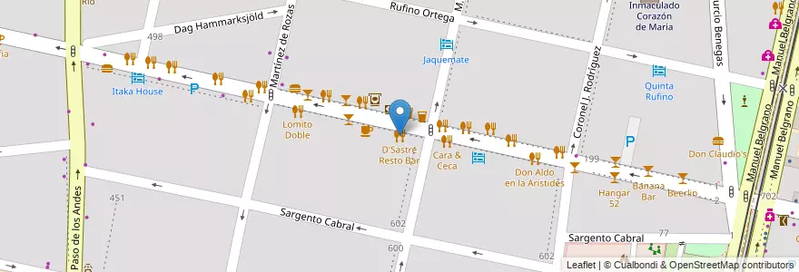 Mapa de ubicacion de D'Sastre Resto Bar en Argentina, Chile, Mendoza, Departamento Capital, Ciudad De Mendoza, Sección 5ª Residencial Sur.