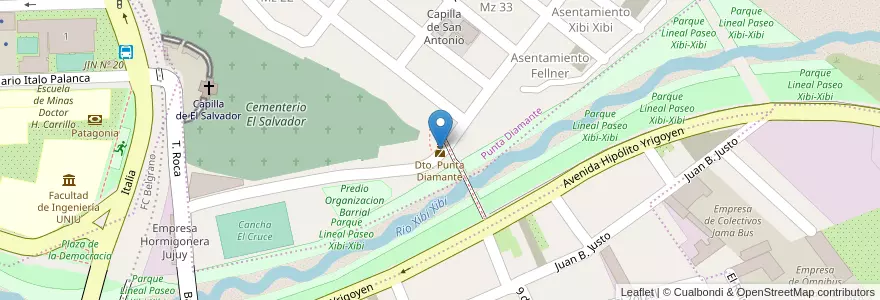Mapa de ubicacion de Dto. Punta Diamante en Argentinien, Jujuy, Departamento Doctor Manuel Belgrano, Municipio De San Salvador De Jujuy.