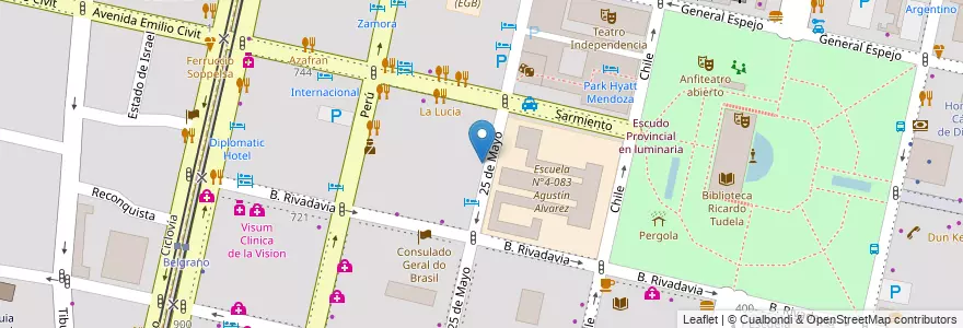 Mapa de ubicacion de Duende Flo en Argentina, Cile, Mendoza, Departamento Capital, Sección 2ª Barrio Cívico, Ciudad De Mendoza.