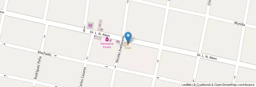 Mapa de ubicacion de Duia en アルゼンチン, ブエノスアイレス州, Partido De Morón, Castelar.