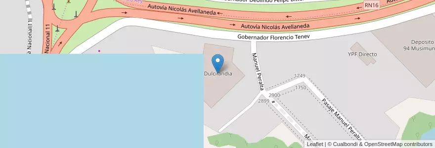 Mapa de ubicacion de Dulcilandia en الأرجنتين, Chaco, Departamento San Fernando, Resistencia, Resistencia.