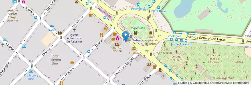 Mapa de ubicacion de Dulcinea, Palermo en Argentina, Autonomous City Of Buenos Aires, Autonomous City Of Buenos Aires, Comuna 14.