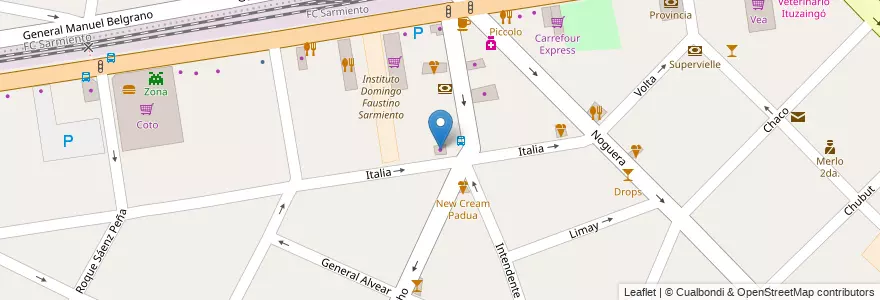 Mapa de ubicacion de Dulcylandia en Arjantin, Buenos Aires, Partido De Merlo, San Antonio De Padua.
