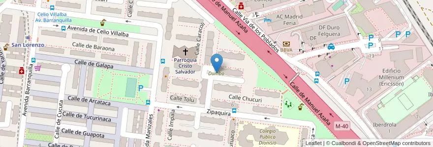 Mapa de ubicacion de Dumbo en إسبانيا, منطقة مدريد, منطقة مدريد, Área Metropolitana De Madrid Y Corredor Del Henares, مدريد.