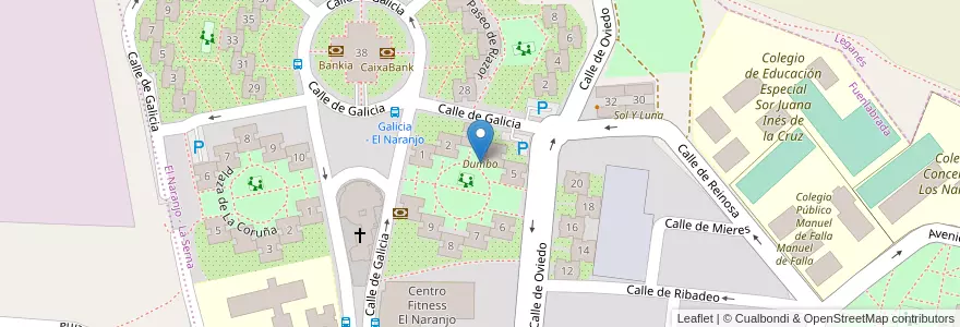 Mapa de ubicacion de Dumbo en إسبانيا, منطقة مدريد, منطقة مدريد, Área Metropolitana De Madrid Y Corredor Del Henares, Fuenlabrada.