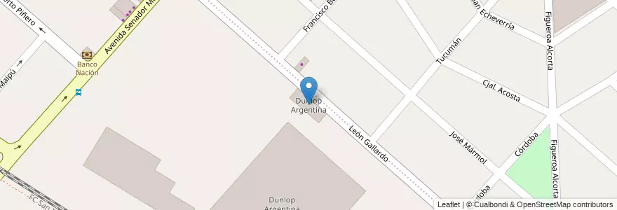 Mapa de ubicacion de Dunlop Argentina en Argentinië, Buenos Aires, Partido De San Miguel, Bella Vista.