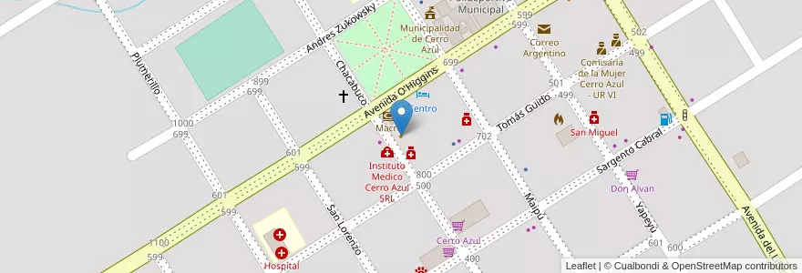 Mapa de ubicacion de Duomo en アルゼンチン, ミシオネス州, Departamento Leandro N. Alem, Municipio De Cerro Azul, Cerro Azul.