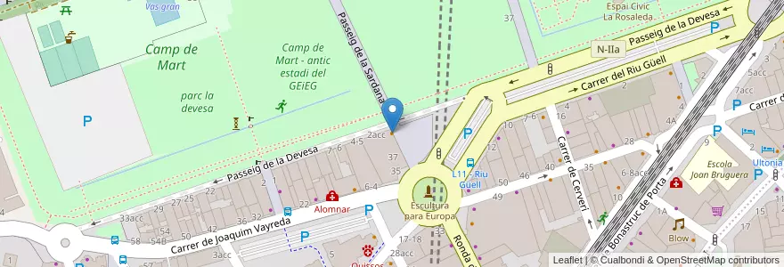 Mapa de ubicacion de Duplex en スペイン, カタルーニャ州, ジローナ, Gironès, ジローナ.