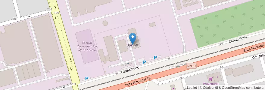 Mapa de ubicacion de DuPont en 阿根廷, Córdoba, Departamento San Justo, Municipio Arroyito, Pedanía Arroyito, Arroyito.