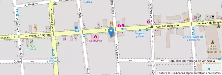 Mapa de ubicacion de Dupuytren, Almagro en 아르헨티나, Ciudad Autónoma De Buenos Aires, Comuna 5, 부에노스아이레스.