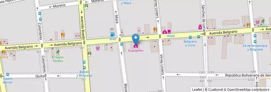 Mapa de ubicacion de Dupuytren, Almagro en Аргентина, Буэнос-Айрес, Comuna 5, Буэнос-Айрес.
