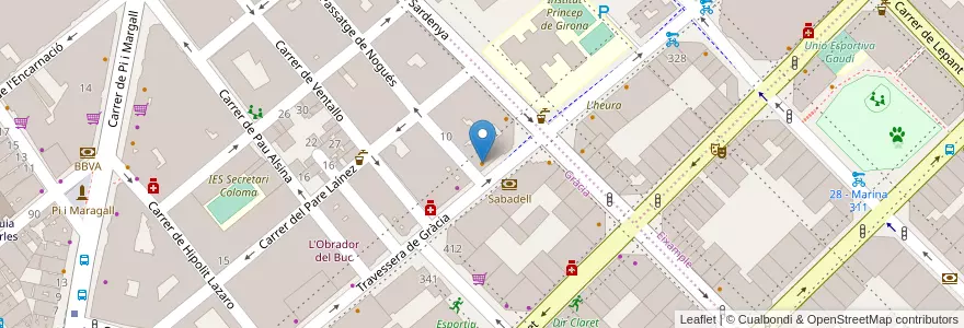 Mapa de ubicacion de Dürüm kebab Gràcia en 西班牙, Catalunya, Barcelona, Barcelonès, Barcelona.