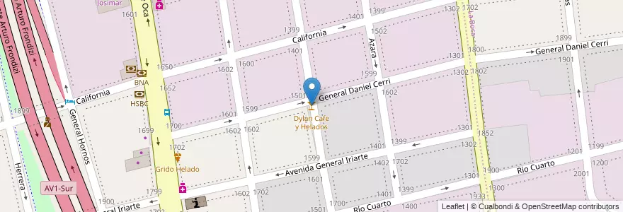 Mapa de ubicacion de Dylan Cafe y Helados, Barracas en Argentina, Ciudad Autónoma De Buenos Aires, Partido De Avellaneda, Comuna 4, Buenos Aires.
