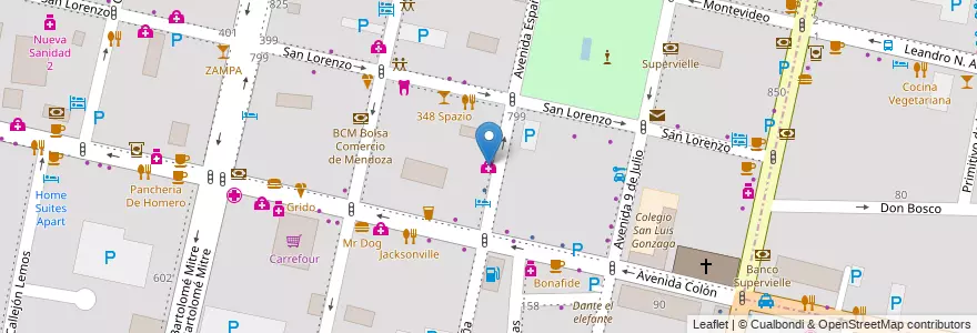 Mapa de ubicacion de Dyter Clinica Ocular en Argentinië, Chili, Mendoza, Departamento Capital, Sección 2ª Barrio Cívico, Ciudad De Mendoza.