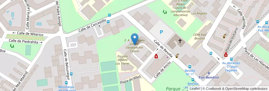 Mapa de ubicacion de E. A. Temprana Latina-Carabanchel-Centro en إسبانيا, منطقة مدريد, منطقة مدريد, Área Metropolitana De Madrid Y Corredor Del Henares, مدريد.
