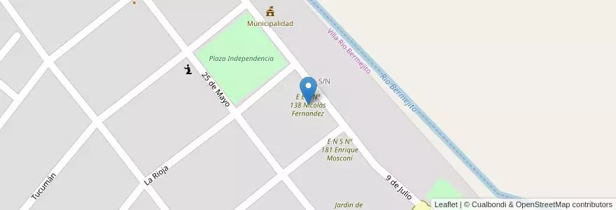 Mapa de ubicacion de E E P Nª 138 Nicolàs Fernandez en Аргентина, Чако, Departamento General Güemes, Municipio De Villa Río Bermejito, Villa Río Bermejito.