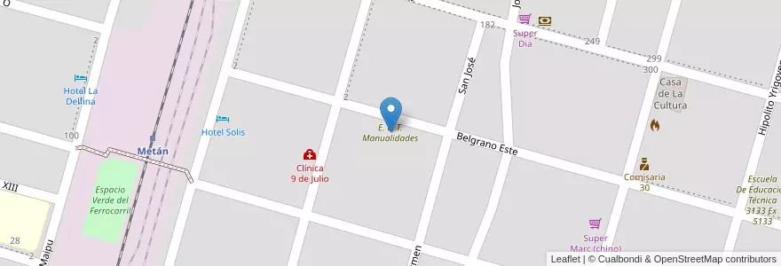 Mapa de ubicacion de E. E. T. Manualidades en الأرجنتين, Salta, San José De Metán, Municipio De Metán, Metán.