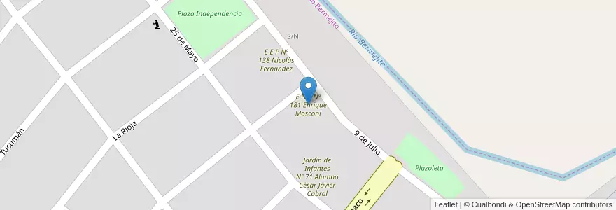 Mapa de ubicacion de E N S Nª 181 Enrique Mosconi en アルゼンチン, チャコ州, Departamento General Güemes, Municipio De Villa Río Bermejito, Villa Río Bermejito.