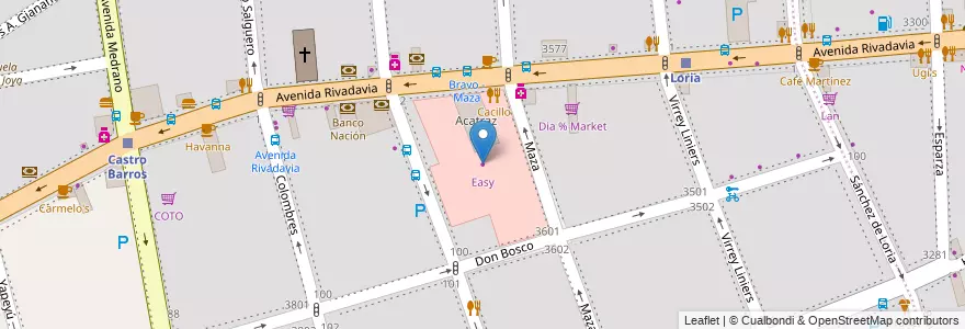 Mapa de ubicacion de Easy, Almagro en 아르헨티나, Ciudad Autónoma De Buenos Aires, Comuna 5, 부에노스아이레스.