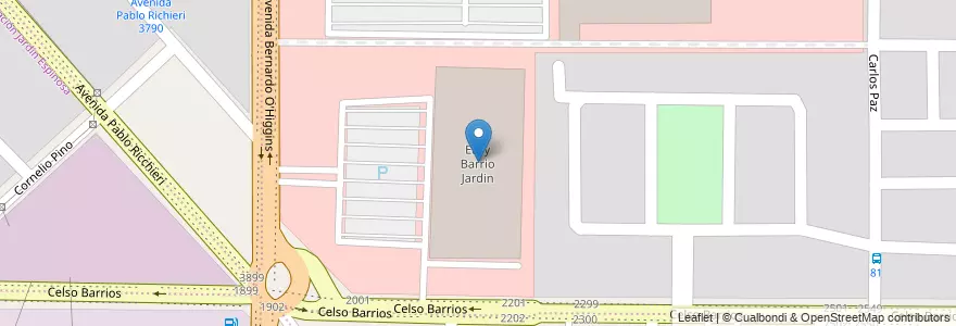 Mapa de ubicacion de Easy Barrio Jardin en 아르헨티나, Córdoba, Departamento Capital, Pedanía Capital, Córdoba, Municipio De Córdoba.