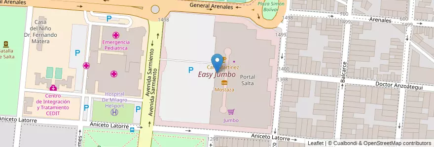 Mapa de ubicacion de Easy Jumbo en Arjantin, Salta, Capital, Municipio De Salta, Salta.