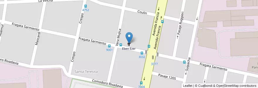 Mapa de ubicacion de Eben Ezer en Argentinië, Santa Fe, Departamento Rosario, Municipio De Rosario, Rosario.