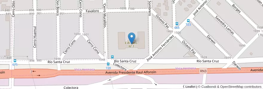 Mapa de ubicacion de E.Bi.Ma.L. Nº 1 en アルゼンチン, チリ, サンタクルス州, Atlántico, Deseado, Caleta Olivia.
