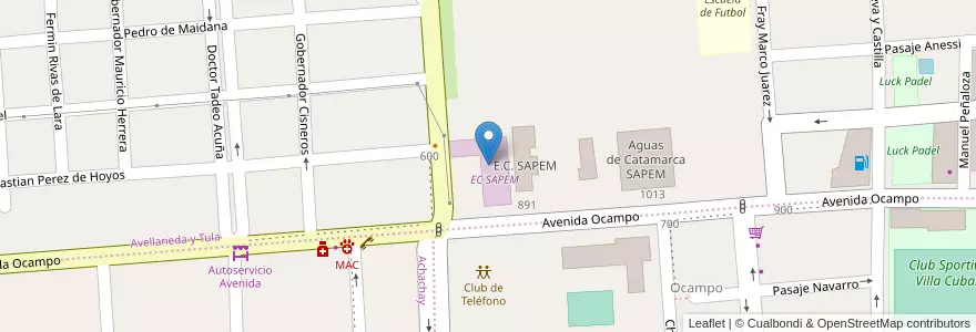 Mapa de ubicacion de EC SAPEM en 아르헨티나, Catamarca, Departamento Capital, Municipio De San Fernando Del Valle De Catamarca, San Fernando Del Valle De Catamarca.