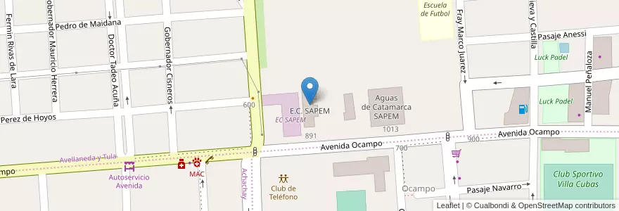 Mapa de ubicacion de E.C. SAPEM en الأرجنتين, Catamarca, Departamento Capital, Municipio De San Fernando Del Valle De Catamarca, San Fernando Del Valle De Catamarca.