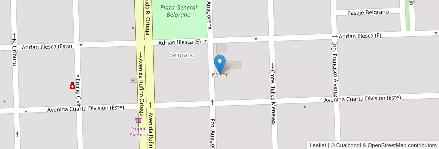 Mapa de ubicacion de ECAPDI en Arjantin, Şili, Mendoza, Departamento Malargüe, Distrito Ciudad De Malargüe.