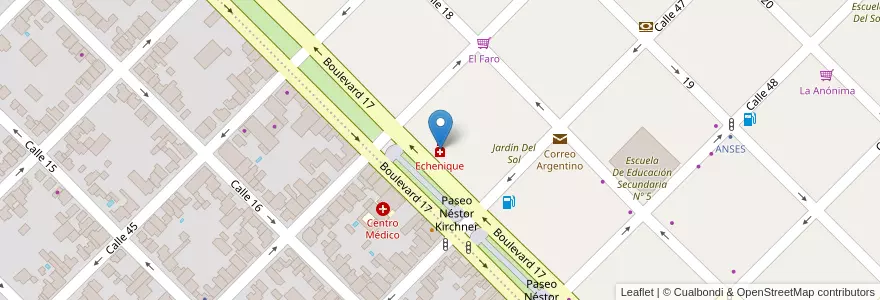 Mapa de ubicacion de Echenique en Argentina, Buenos Aires, Partido De Colón, Colón.