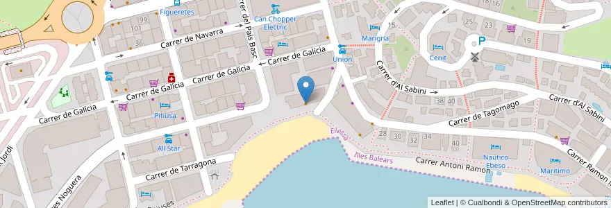 Mapa de ubicacion de Echsclousiv en スペイン, バレアレス諸島, España (Mar Territorial), バレアレス諸島, Eivissa, Eivissa.
