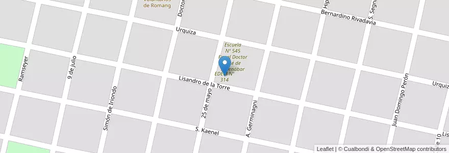 Mapa de ubicacion de EDEM Nº 314 en Argentinien, Santa Fe, Departamento San Javier, Municipio De Romang.