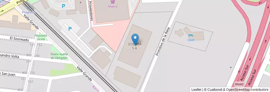 Mapa de ubicacion de EDEMSA S.A. en 阿根廷, 智利, Mendoza, Departamento Guaymallén, Godoy Cruz.