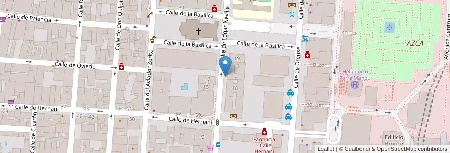 Mapa de ubicacion de EDGAR NEVILLE, CALLE, DE,20 en スペイン, マドリード州, Comunidad De Madrid, Área Metropolitana De Madrid Y Corredor Del Henares, Madrid.