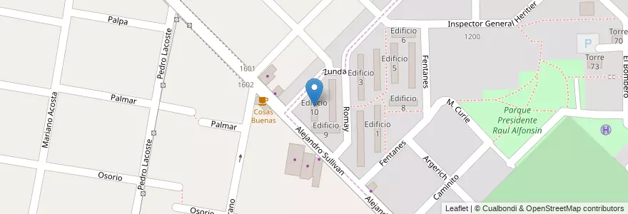 Mapa de ubicacion de Edificio 10 en アルゼンチン, ブエノスアイレス州, Partido De Merlo, San Antonio De Padua.
