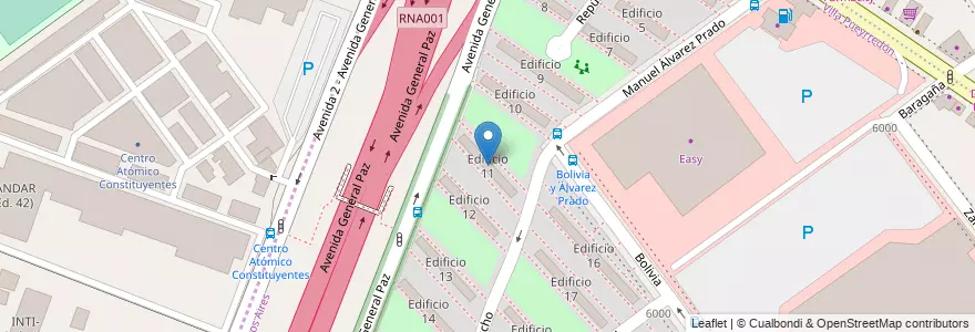 Mapa de ubicacion de Edificio 11, Villa Pueyrredon en 阿根廷, 布宜诺斯艾利斯省, Comuna 12.