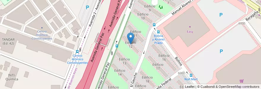 Mapa de ubicacion de Edificio 12, Villa Pueyrredon en الأرجنتين, بوينس آيرس, Comuna 12.