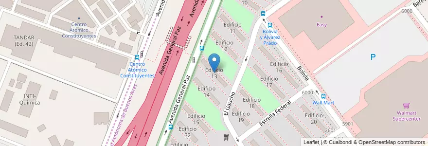 Mapa de ubicacion de Edificio 13, Villa Pueyrredon en Argentine, Province De Buenos Aires, Comuna 12.