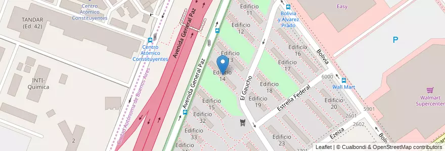 Mapa de ubicacion de Edificio 14, Villa Pueyrredon en Argentina, Provincia Di Buenos Aires, Comuna 12.
