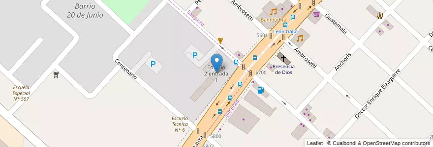 Mapa de ubicacion de Edificio 2 entrada 1 en Argentinië, Buenos Aires, Partido De La Matanza, San Justo.