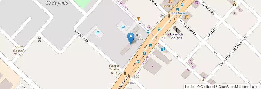 Mapa de ubicacion de Edificio 2 entrada 2 en アルゼンチン, ブエノスアイレス州, Partido De La Matanza, San Justo.