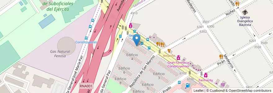 Mapa de ubicacion de Edificio 2, Villa Pueyrredon en Argentinië, Buenos Aires, Comuna 12.
